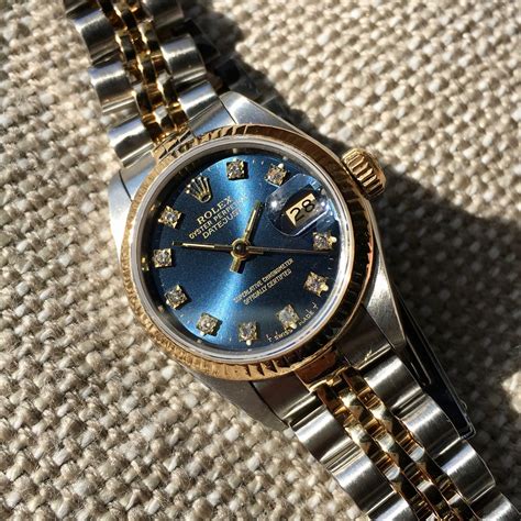 women blue rolex|Rolex navy blue face.